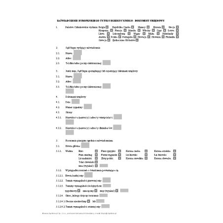 Formularz wniosku o Europejski Tytuł Egzekucyjny