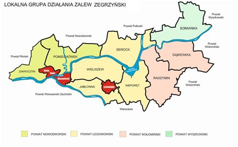 Mapa obszaru działania komorników w regionie Piła
