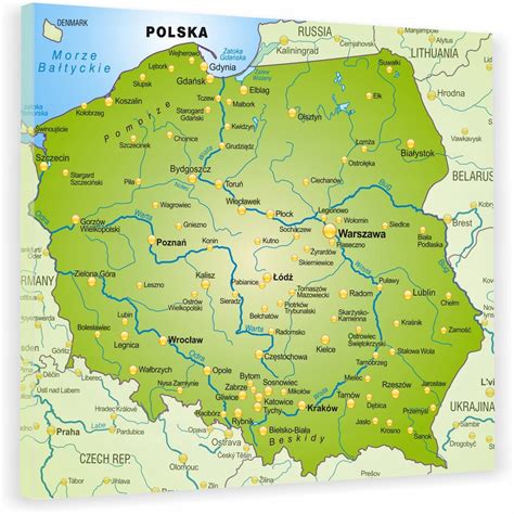 Mapa Polski z zaznaczonym miastem Pszczyna