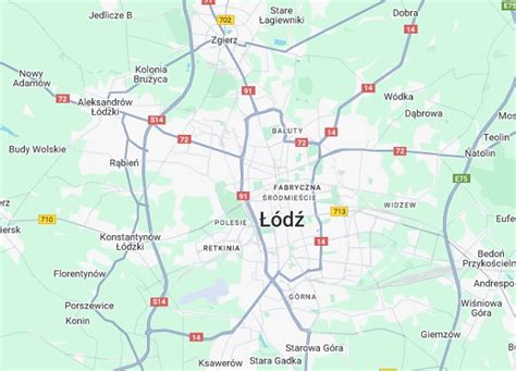 Mapa Łodzi z zaznaczonym rejonem Widzew