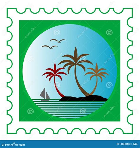 Ilustracja przedstawiająca znaczek pocztowy z symbolem prawa i młotka sądowego