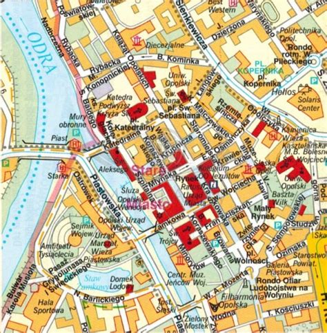 Mapa Kluczborka z zaznaczonymi lokalizacjami kancelarii komorniczych