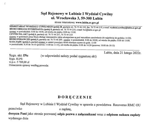 Schemat postępowania sądowego dotyczącego nakazu zapłaty