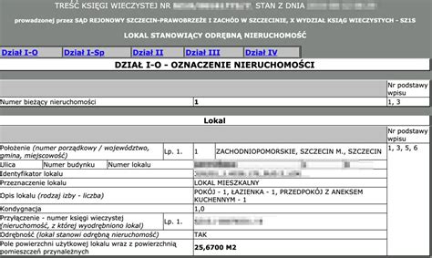 Elektroniczna Księga Wieczysta - przykładowy fragment