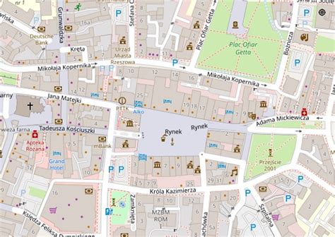 Mapa Rzeszowa z zaznaczonymi rejonami działania komorników