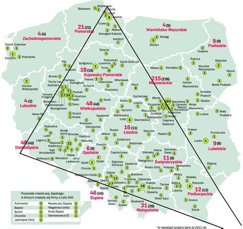 Mapa pokazująca siedziby firm windykacyjnych w Polsce
