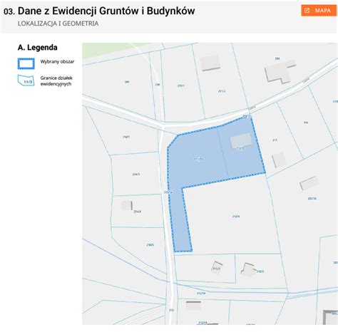 Schemat podziału nieruchomości na działki ewidencyjne