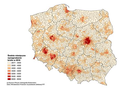 Mapa pokazująca starostwa powiatowe w Polsce