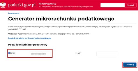 Generator mikrorachunku podatkowego