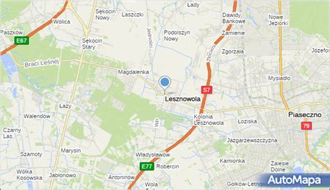 Mapa gminy Lesznowola z zaznaczonymi lokalizacjami urzędu gminy i jednostek podległych