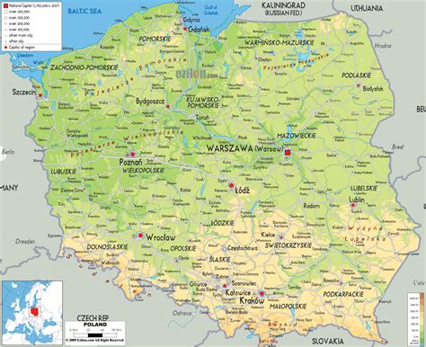 Mapa Polski z zaznaczonym Myśliborzem