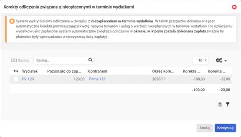 Automatyczna korekta podatku VAT naliczonego