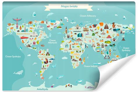 Mapa świata Komornika z zaznaczonym Rewersem