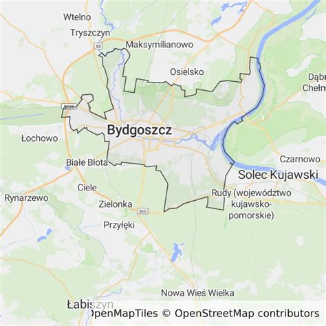 Mapa Bydgoszczy z zaznaczoną lokalizacją kancelarii komorniczych