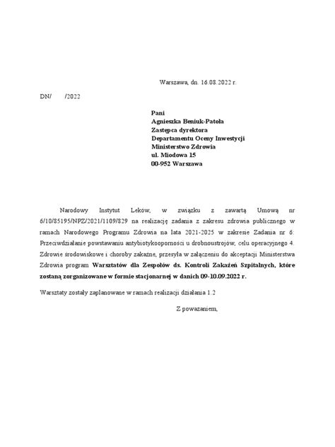 Przykładowe pismo z EOS