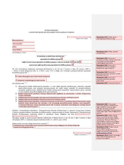 Schemat procesu składania wniosku o dopuszczenie do egzaminu komorniczego