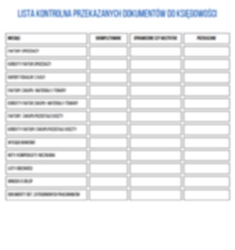 Lista kontrolna dokumentów do windykacji