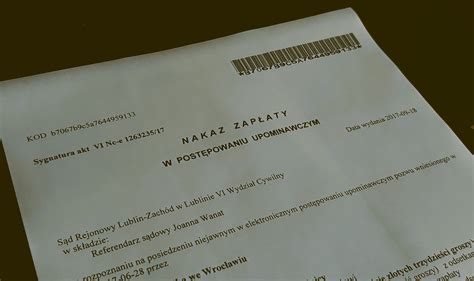 symboliczny obrazek przedstawiający nakaz zapłaty
