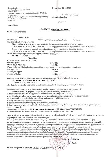 Zajęcie wierzytelności na poczet długu