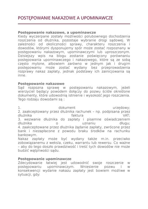 Infografika porównująca postępowanie nakazowe i upominawcze