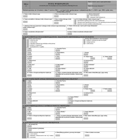 Nowy wzór tytułu wykonawczego TW-1(7)