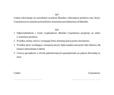 Przykładowy wzór powiadomienia dłużnika o cesji wierzytelności