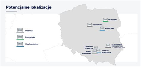 Mapa pokazująca potencjalne lokalizacje dla nowego projektu infrastrukturalnego