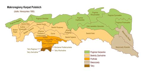Mapa wskazująca region Beskidy