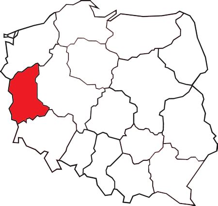 Mapa Polski z zaznaczonym województwem lubuskim