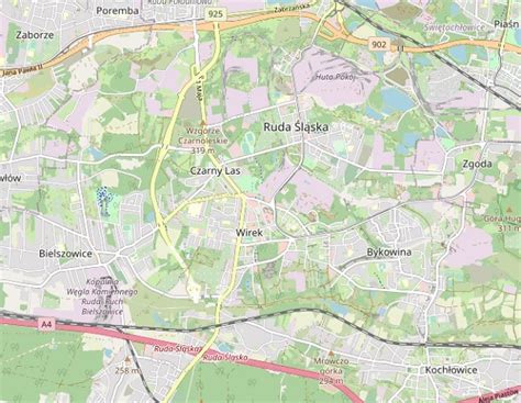 Mapa Rudy Śląskiej z zaznaczonymi obszarami działalności kancelarii