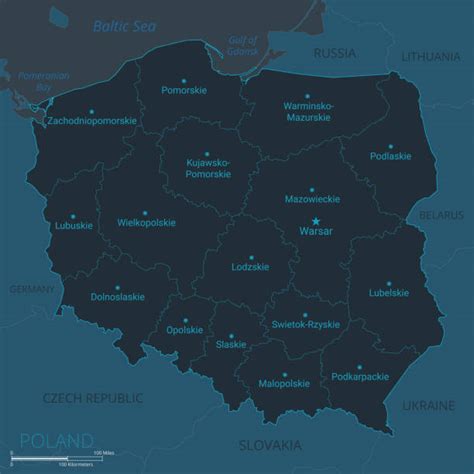 Mapa Polski z zaznaczonymi oddziałami