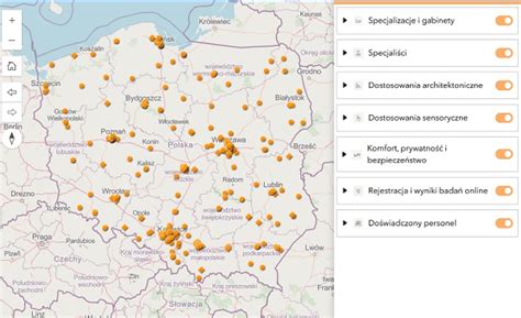 Mapa dostępności placówek medycznych związanych z ZnanyLekarz