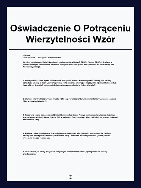Przykładowe dokumenty wymagane przy zgłoszeniu wierzytelności