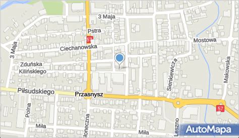 Plan miasta Przasnysz z lokalizacją Kancelarii