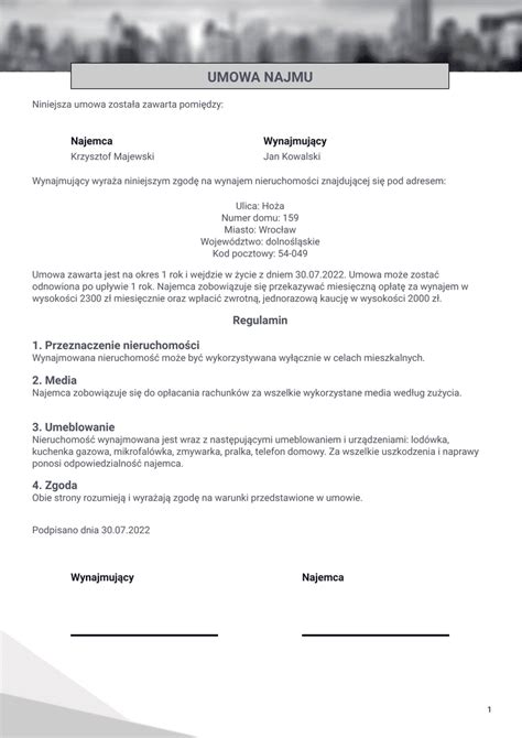 Przykładowy szablon umowy windykacyjnej