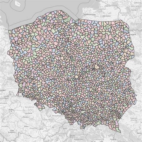 Mapa gminy Czerwonak z zaznaczonymi sołectwami