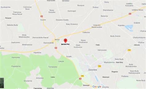 Mapa okolic miejscowości Prądy z zaznaczoną lokalizacją działki