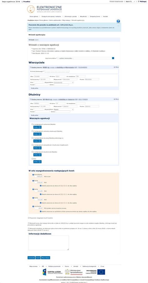 Dane wierzyciela i dłużnika we wniosku egzekucyjnym