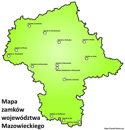 Mapa województwa mazowieckiego z zaznaczonymi lokalizacjami firm hydraulicznych