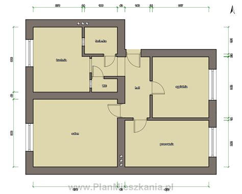 Plan mieszkania z podziałem na pokoje