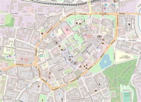 Mapa Legnicy z zaznaczonymi obszarami