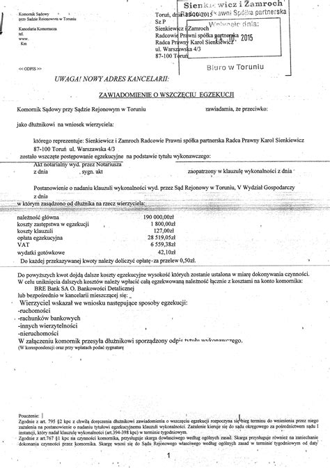 Sfałszowany dokument komorniczy