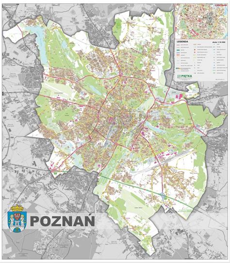 Mapa Poznania z zaznaczonymi rewirami komorniczymi