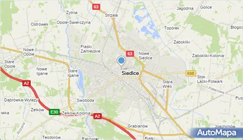 Mapa miasta Siedlce z zaznaczonymi ulicami