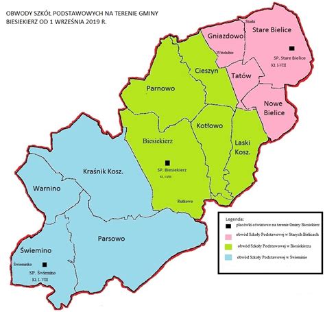 Mapa gminy Maszewo z zaznaczonymi drogami i miejscowościami