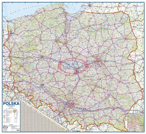 Mapa drogowa Polski z zaznaczonym Komornikiem