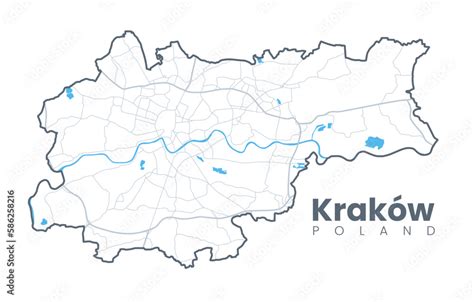 Mapa Krakowa z zaznaczonym Podgórzem