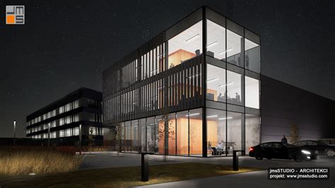 Budynek biurowy lub hala produkcyjna, symbolizujący siedzibę firmy