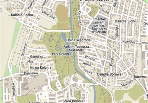 Mapa Czeladzi z zaznaczoną ulicą Pułaskiego