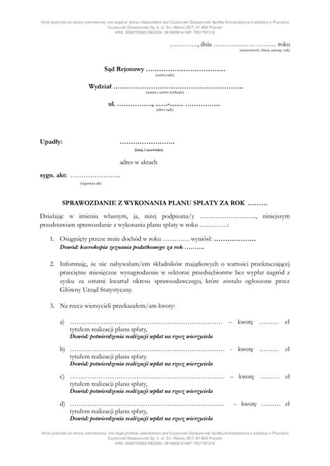 Plan spłaty długu